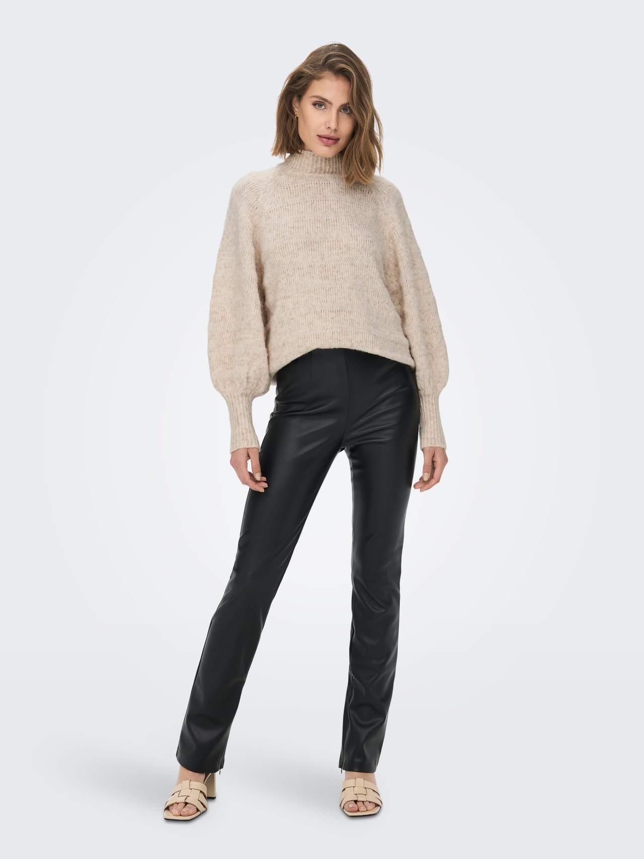 ONLY Highneck Knitted Pullover -Birch - 15259528