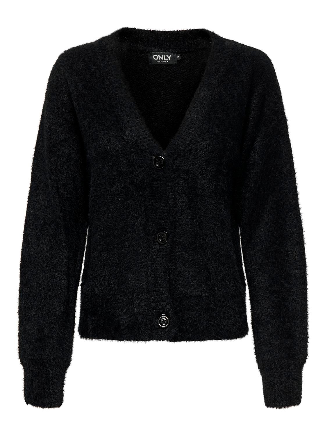 Short black deals fluffy cardigan