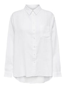 ONLY Ensfarvet Skjorte i hørblanding -Bright White - 15259585