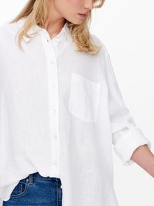 ONLY Ensfarvet Skjorte i hørblanding -Bright White - 15259585