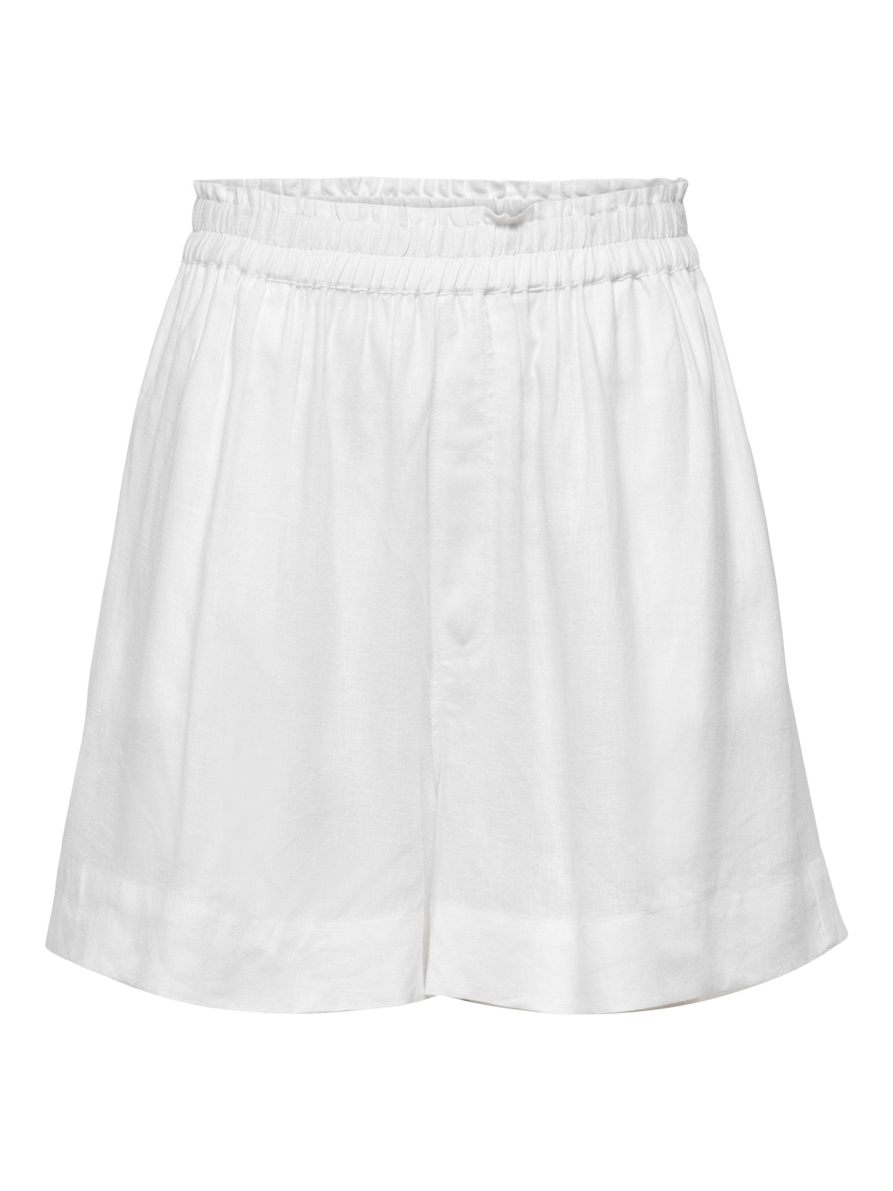 ONLY High Waist Leinenmix Shorts -Bright White - 15259587