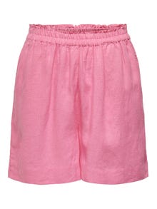 ONLY Hög midja linneblandning Shorts -Sachet Pink - 15259587