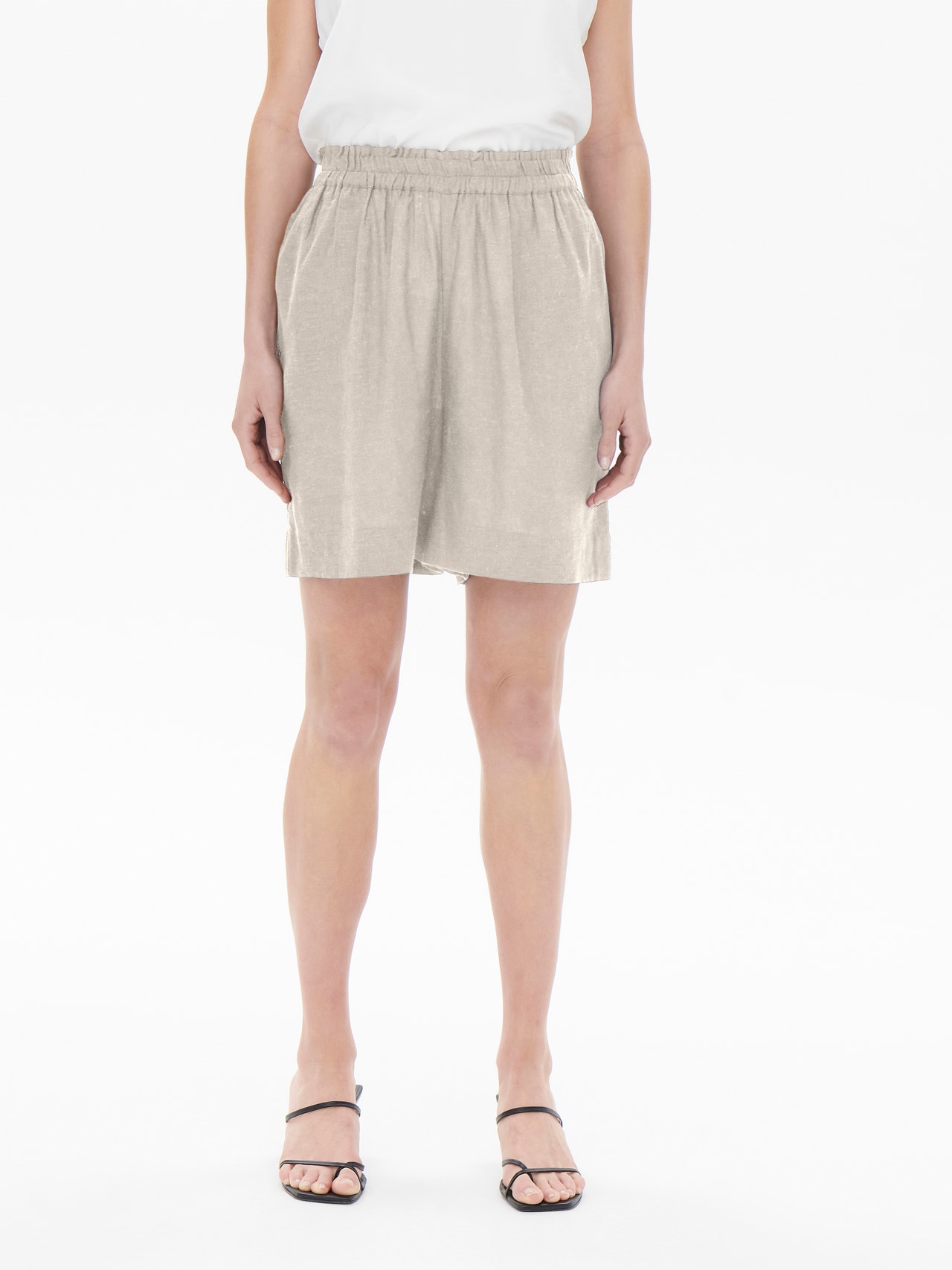 ONLY High waisted linen blend Shorts -Moonbeam - 15259587