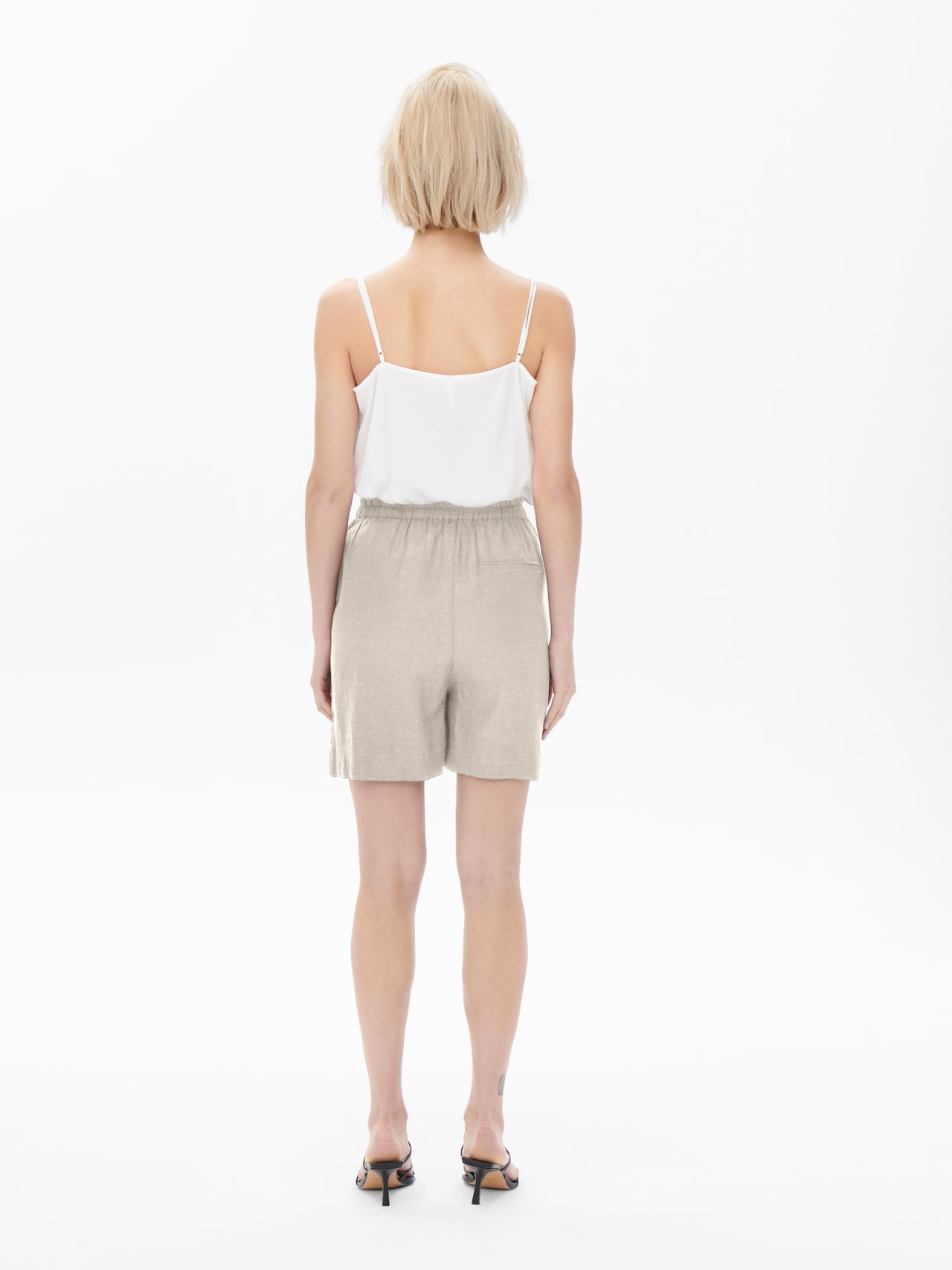 ONLY High waisted linen blend Shorts -Moonbeam - 15259587