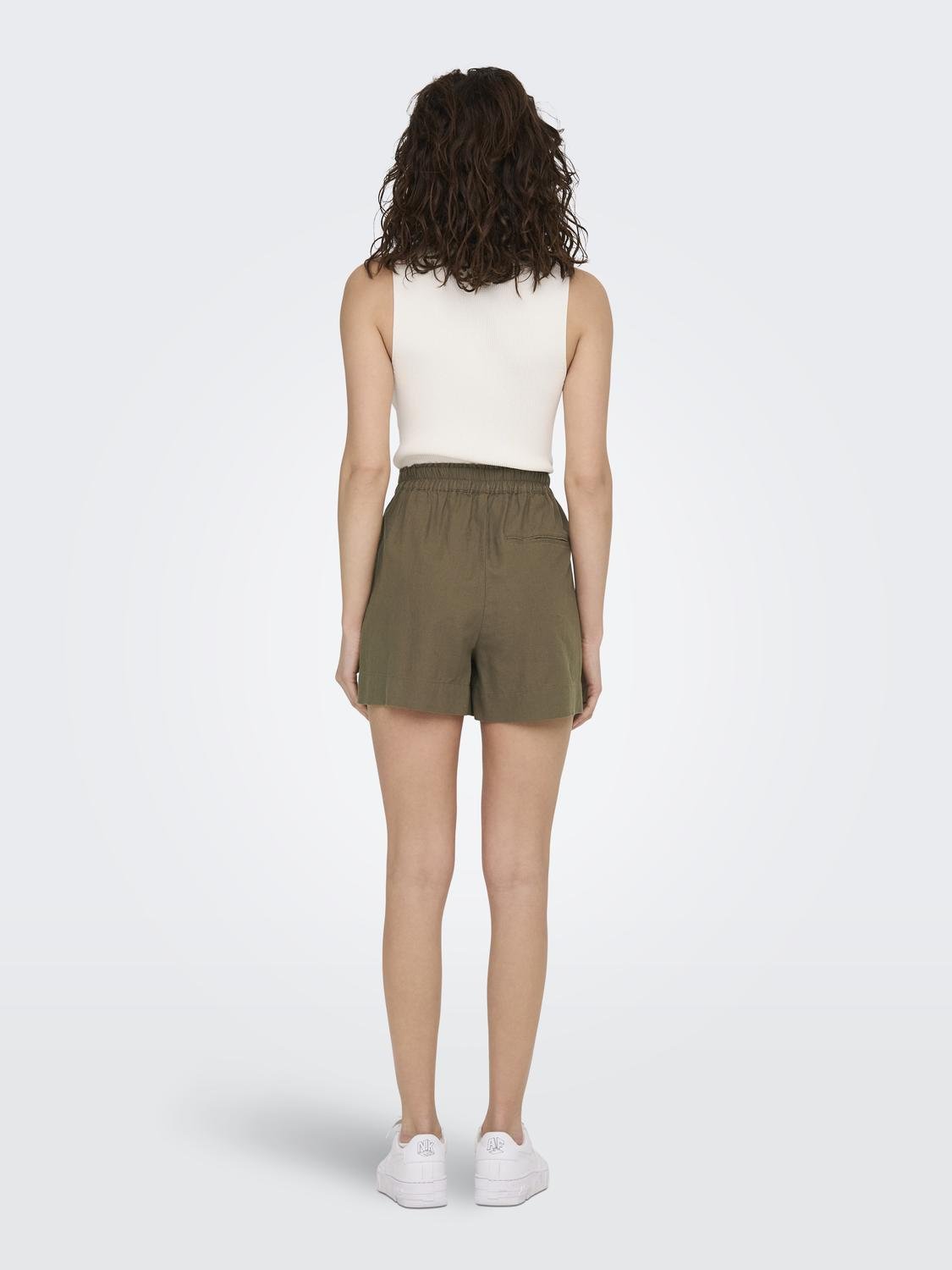 ONLY High-waist linnenmix Shorts -Cub - 15259587