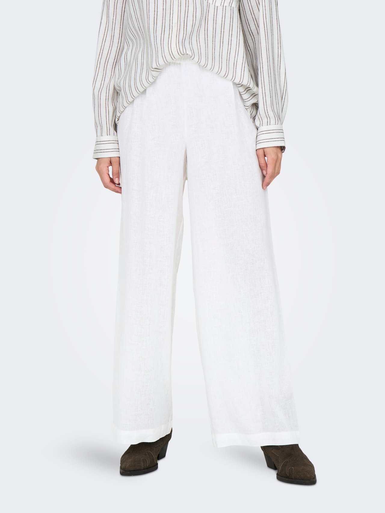ONLY Pantalons Straight Fit Taille haute -Bright White - 15259590