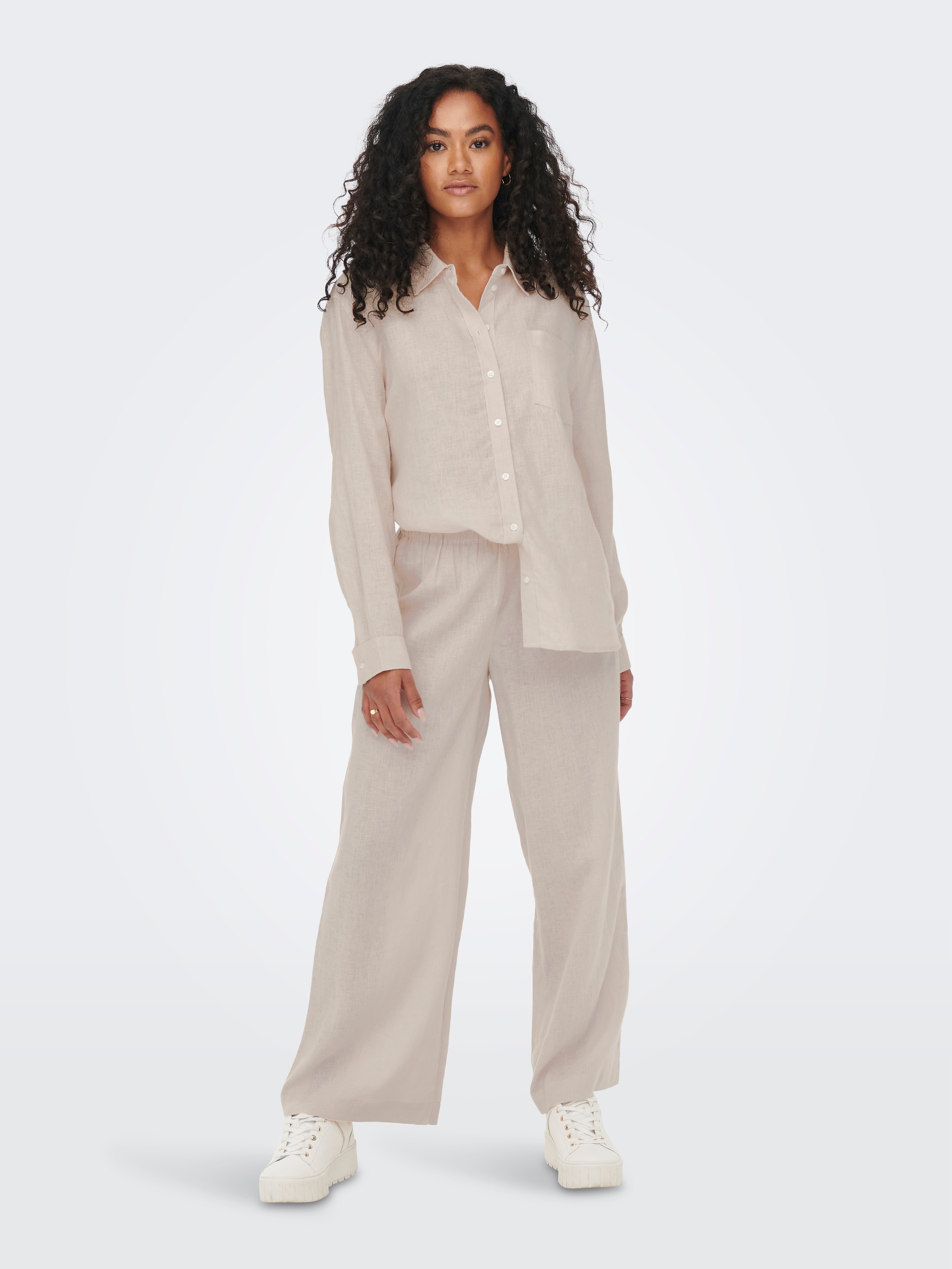 ONLY Women's Trousers Onltokyo Hw Linen Blend St Pant ONLY Women's Trousers Onltokyo Hw Linen Blend St Pant