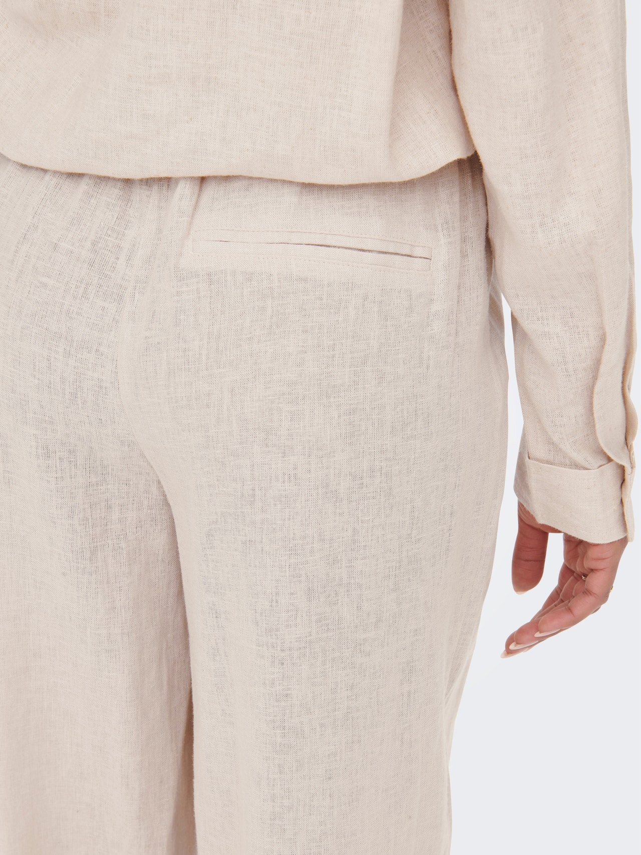 ONLY High waisted linen blend Trousers -Moonbeam - 15259590