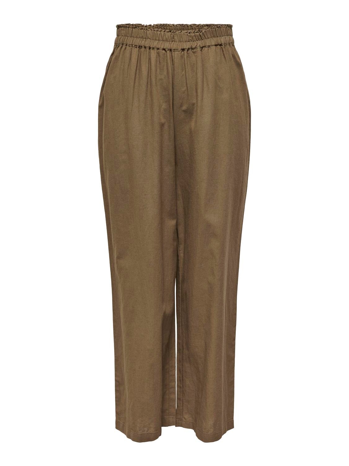 ONLY High waisted linen blend Trousers -Cub - 15259590