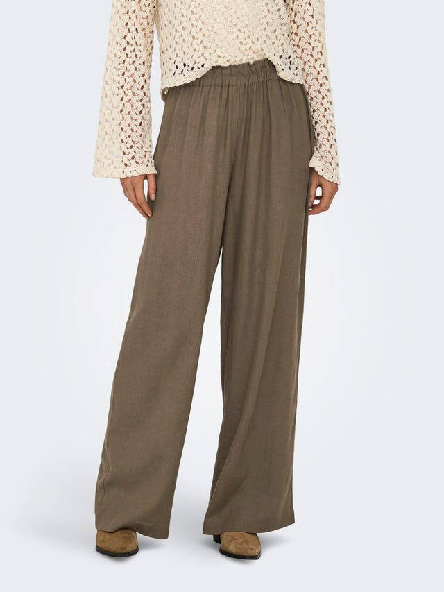 ONLY High waisted linen blend Trousers - 15259590