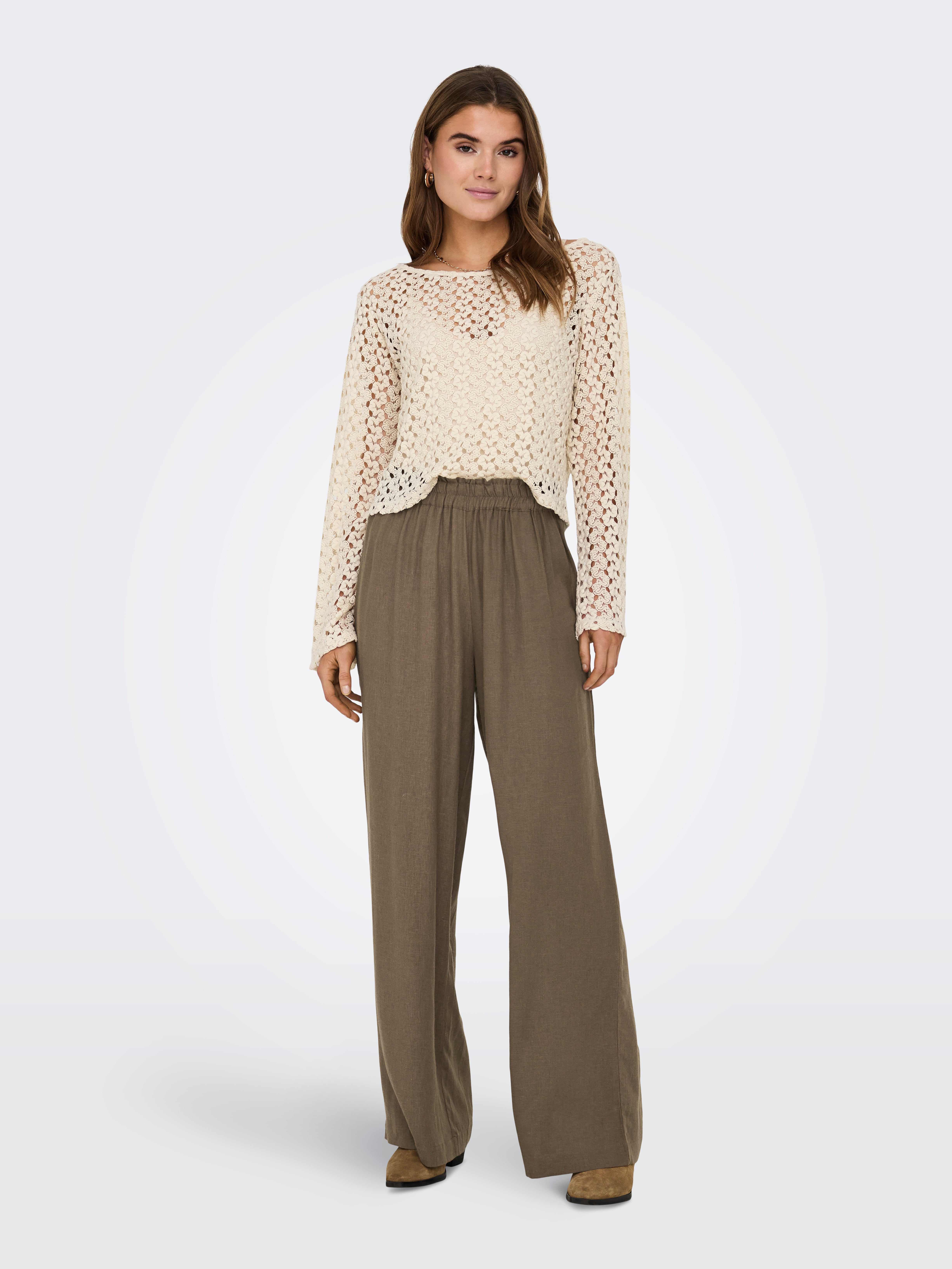 ONLTOKYO Hohe Taille Gerade geschnitten Hose | Mittelbraun | ONLY®