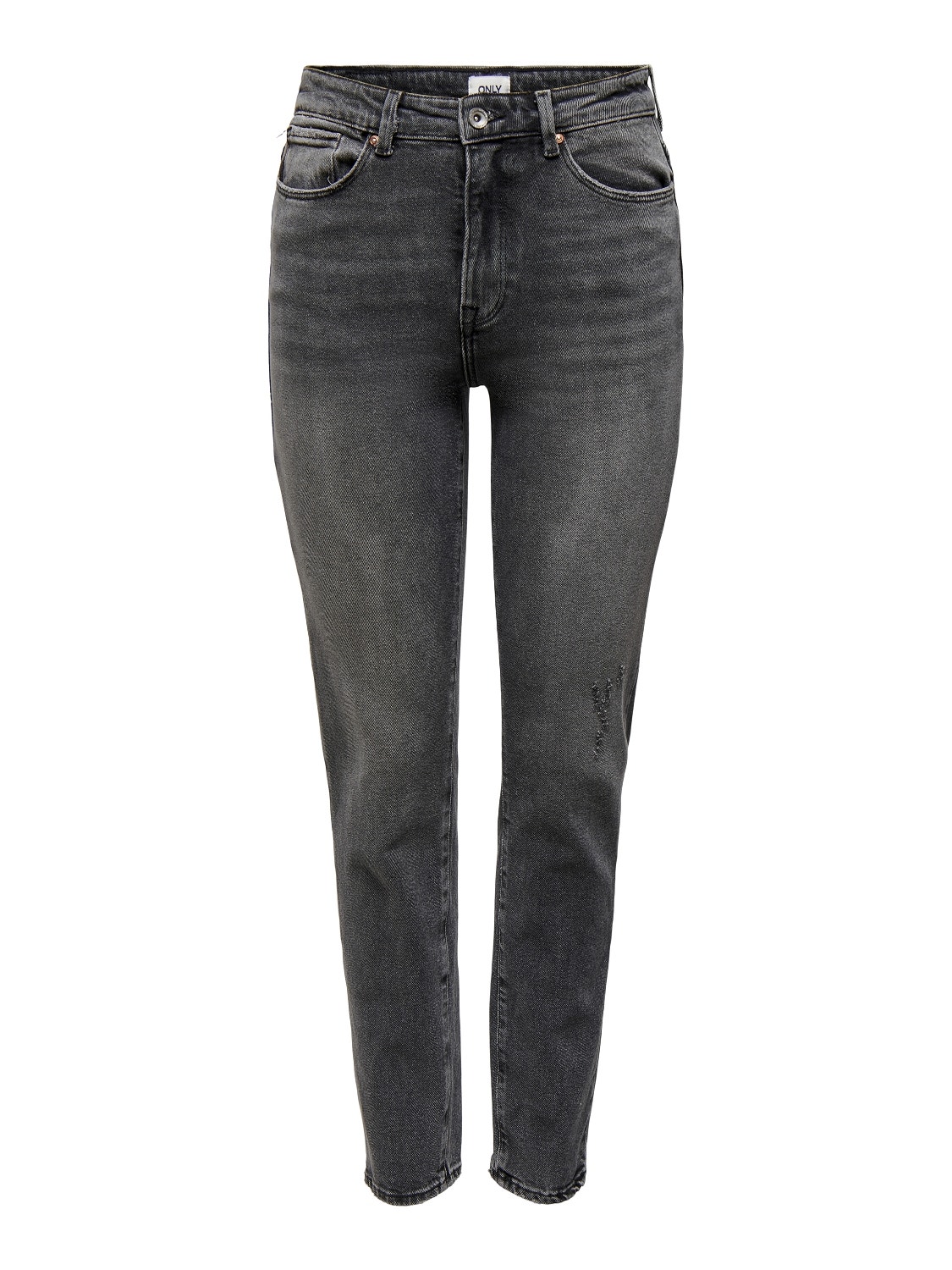 ONLY ONLEMILY STRETCH HIGH WAIST STRAIGHT ANKLE JEANS -Dark Grey Denim - 15259634