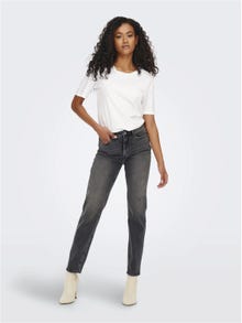 ONLY ONLEMILY STRETCH HIGH WAIST STRAIGHT ANKLE JEANS -Dark Grey Denim - 15259634