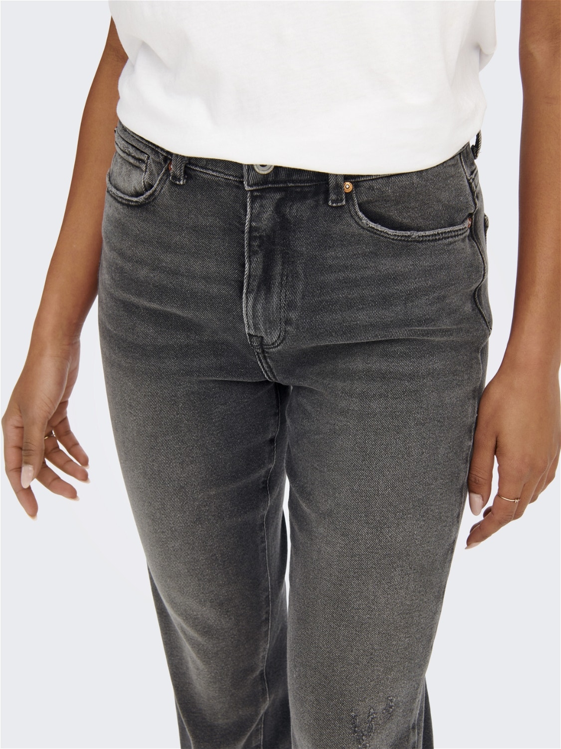 ONLY Jeans Straight Fit Taille haute -Dark Grey Denim - 15259634