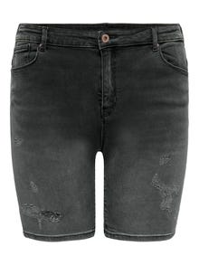 ONLY CARLaola talla grande reg con roturas decorativas Pantalones cortos vaqueros -Black - 15259678