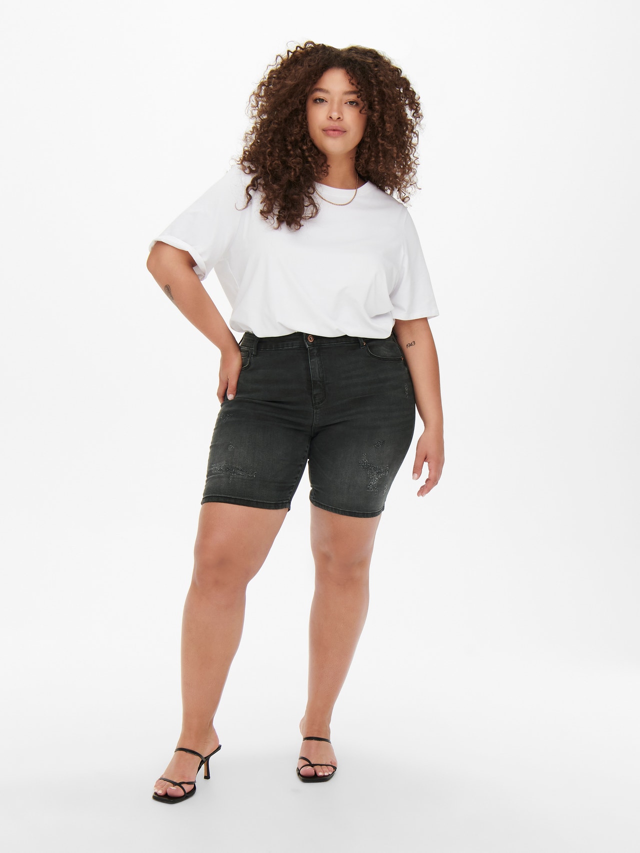 ONLY Shorts Skinny Fit Curve -Black - 15259678