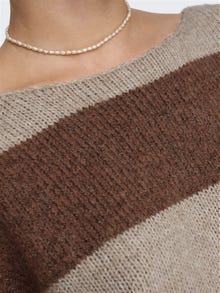 ONLY Regular Fit Boat neck Ribbed cuffs Dropped shoulders Pullover -Pumice Stone - 15259682