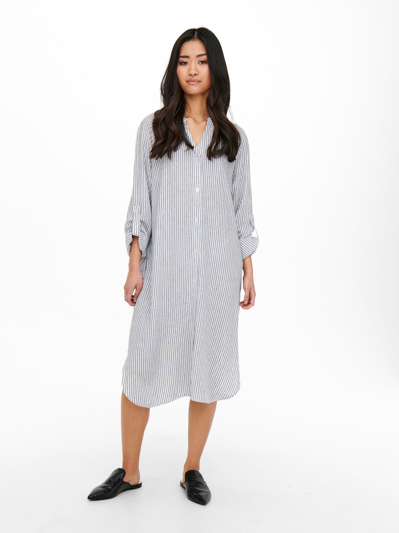 ONLY Normal geschnitten V-Ausschnitt Langes Kleid -White - 15259774