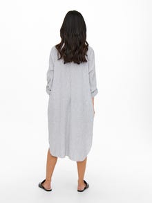 ONLY Midi Linen blend Long Sleeved dress -White - 15259774