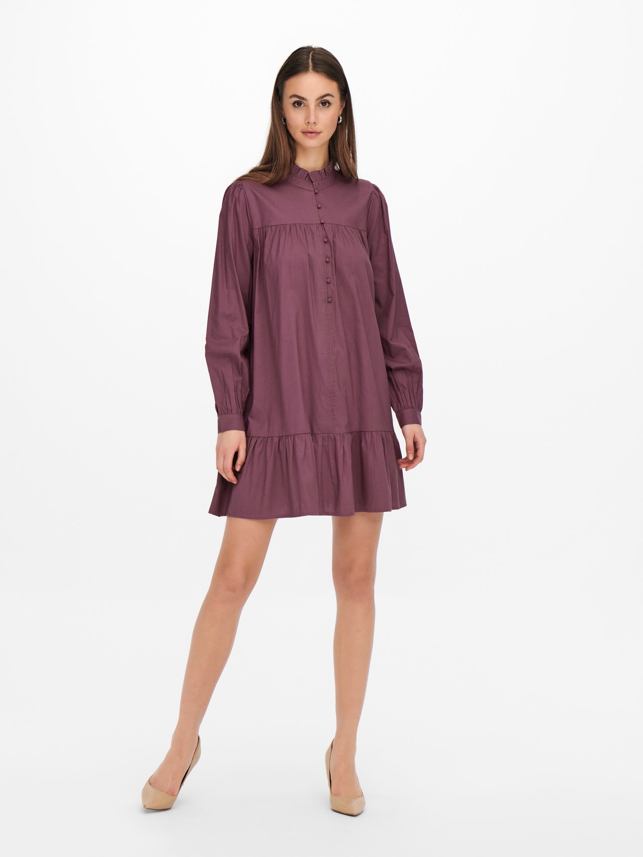 ONLY Locker geschnitten V-Ausschnitt Kurzes Kleid -Rose Brown - 15259782