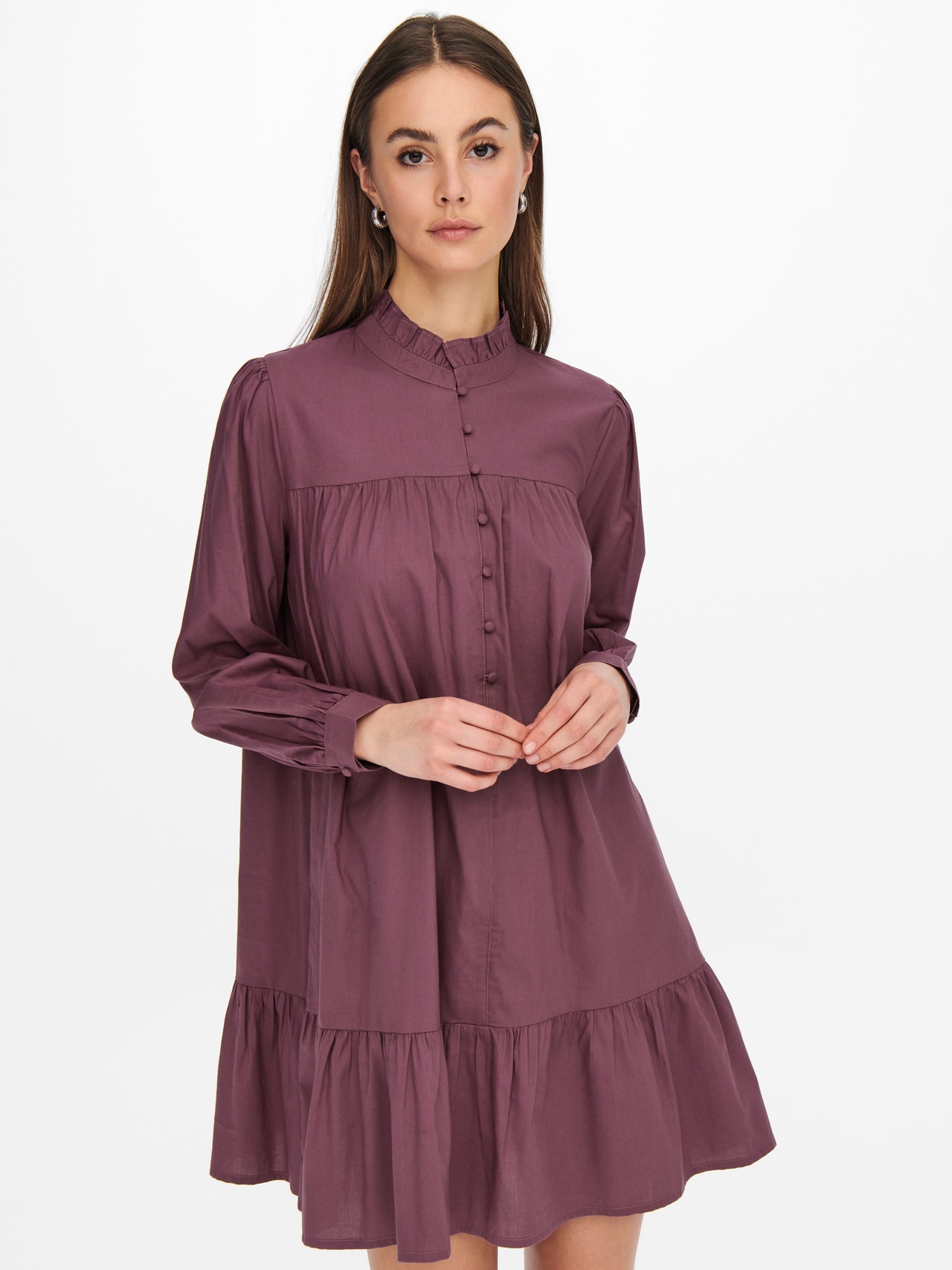 ONLY Locker geschnitten V-Ausschnitt Kurzes Kleid -Rose Brown - 15259782