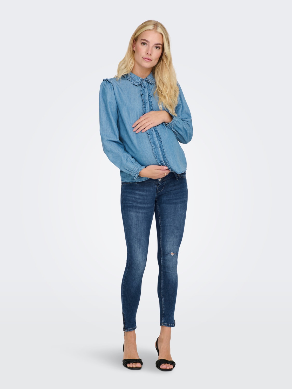 ONLY OLMKendell ankel slitte Skinny fit jeans -Medium Blue Denim - 15259827