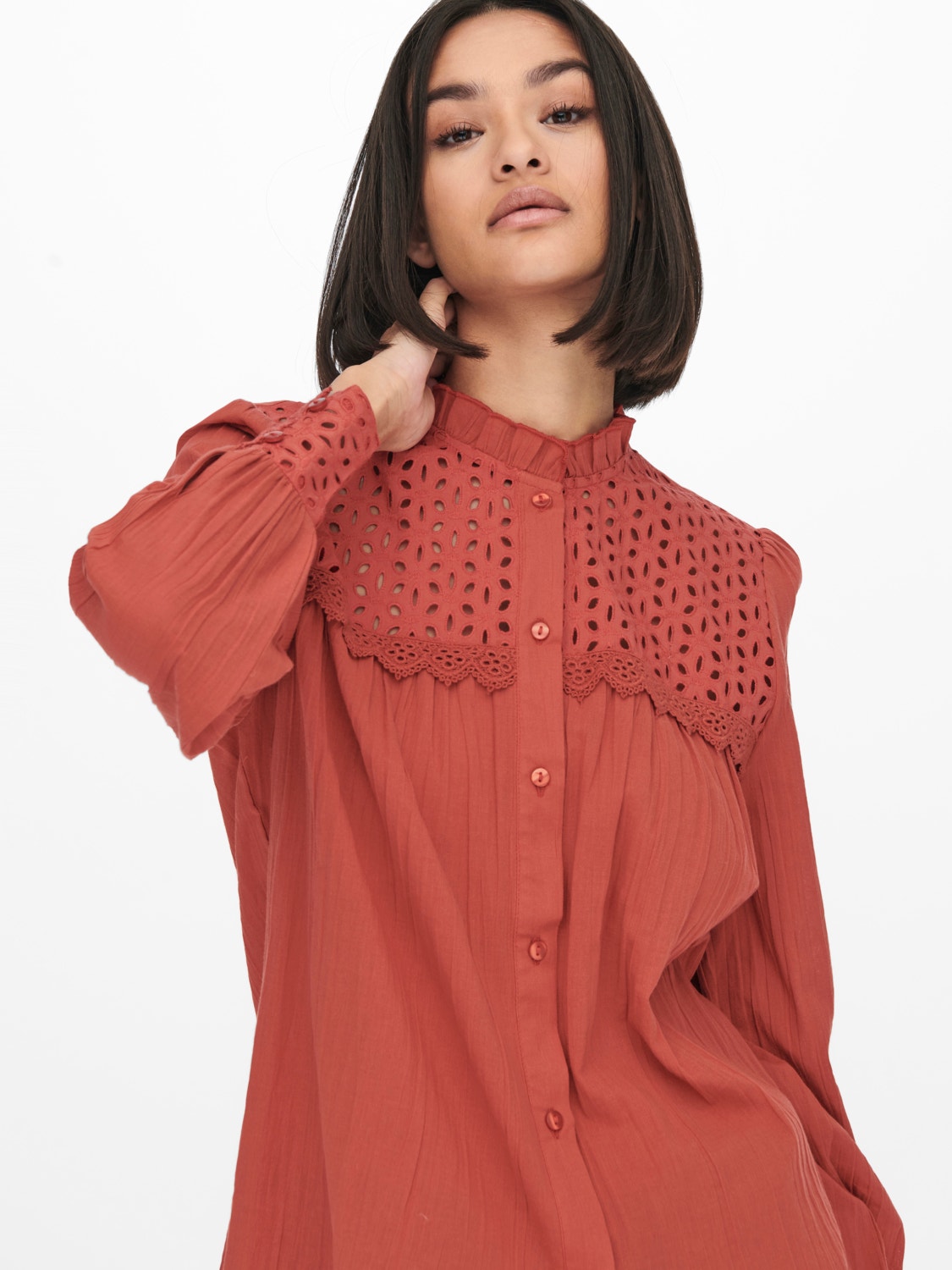 ONLY Loose Fit Balloon sleeves Shirt -Hot Sauce - 15259882