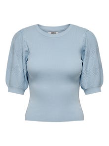 ONLY O-hals Pofmouwen Pullover -Cashmere Blue - 15259943