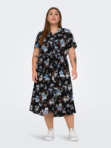 ONLY Curvy printed Shirt dress -Black - 15259976