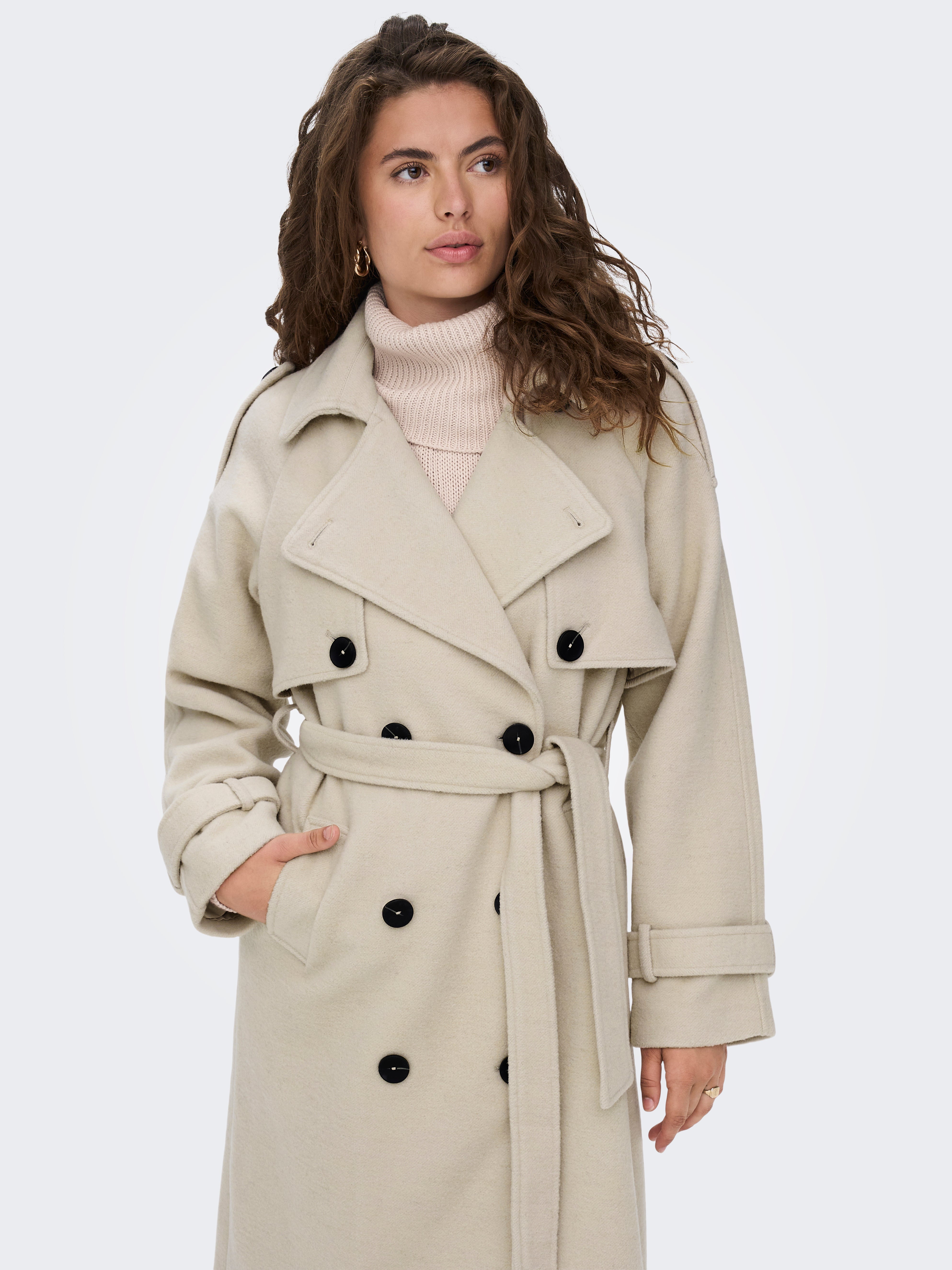 Long wool trench outlet coat