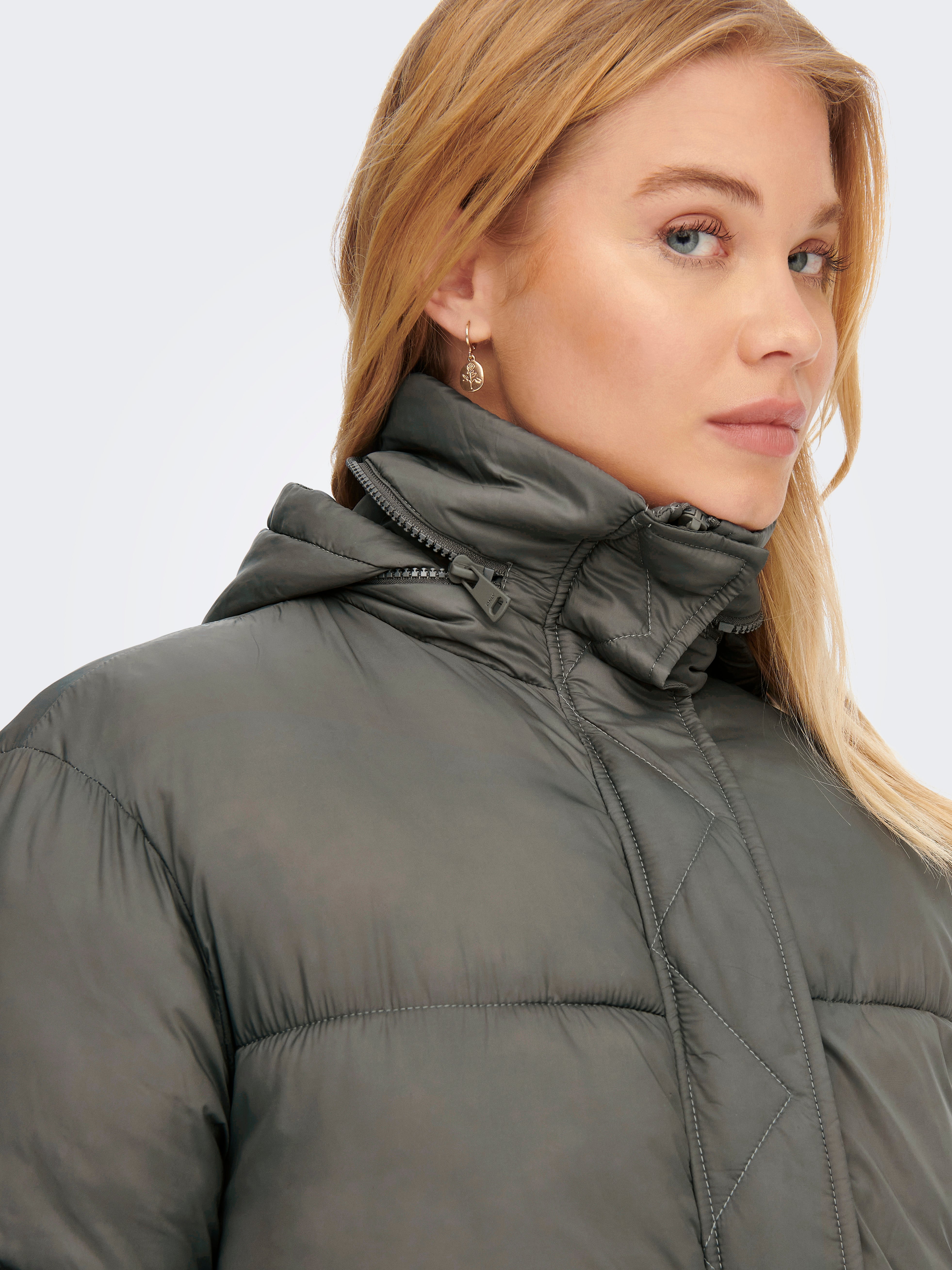 High neck Quilted Jacket Dark Grey ONLY®