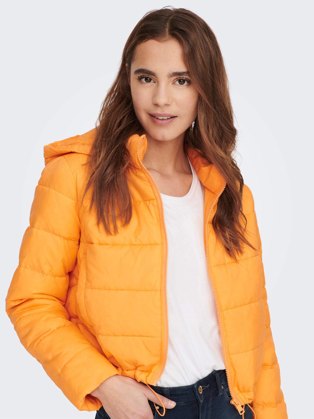 ONLY Hodded puffer jacket -Blazing Orange - 15260042