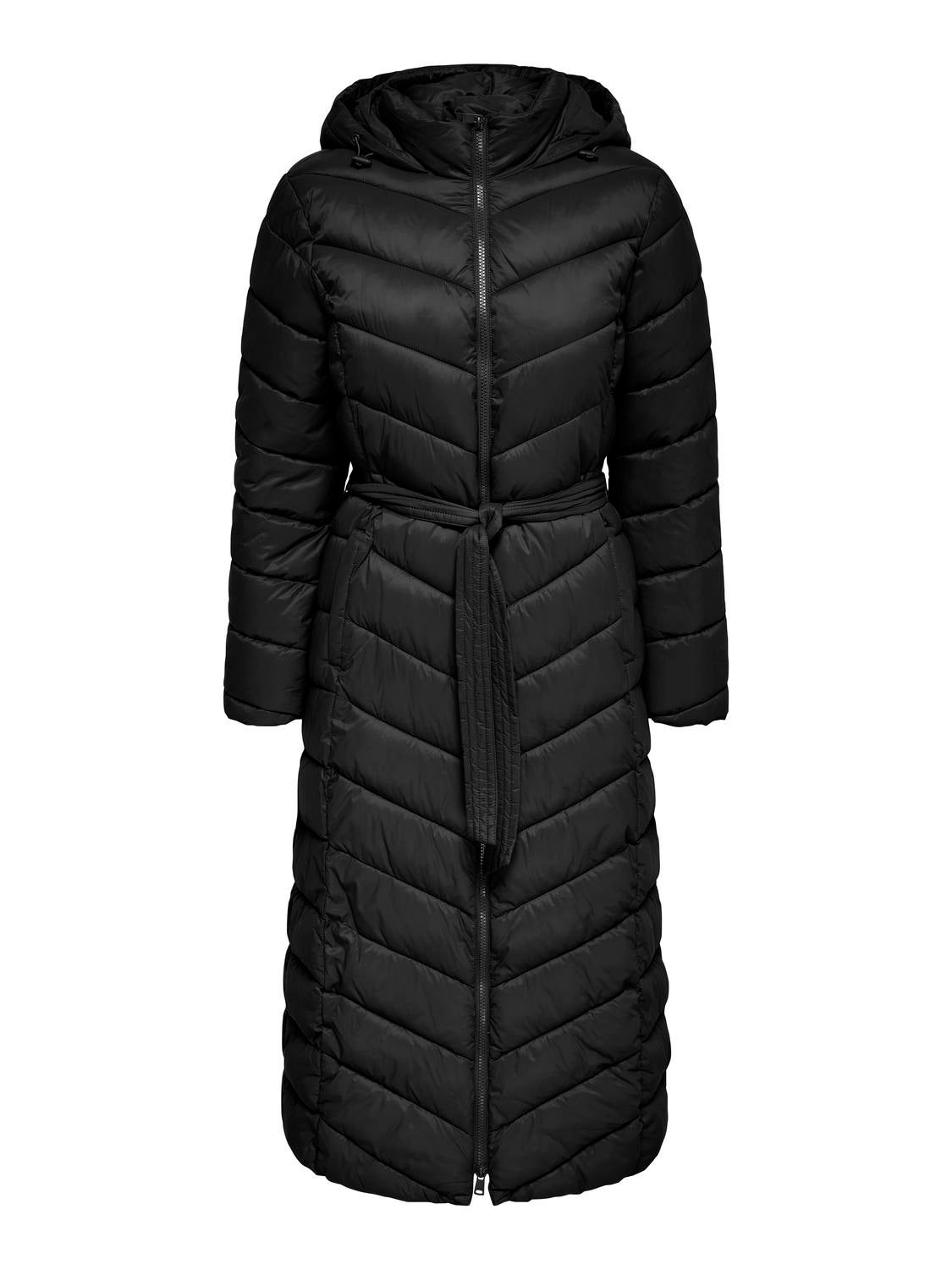 ankle length black puffer coat