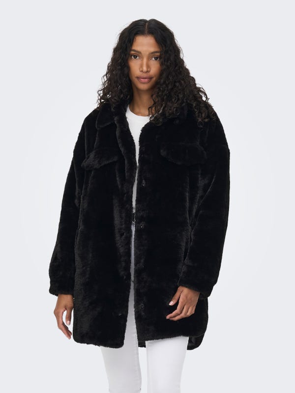 Dames Shaggy Faux Outwear Jas Jas Lange Mouw Warm Winter Outdoor Werk