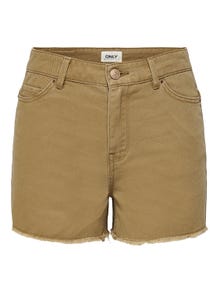ONLY ONLPacy high waisted edge Denim shorts -Tobacco Brown - 15260282
