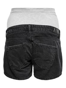 ONLY Hohe Taille Offener Saum Shorts -Black Denim - 15260349