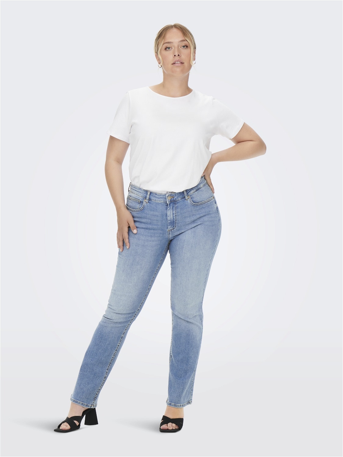 ONLY Jeans Flared Fit Taille moyenne Curve -Light Blue Denim - 15260394