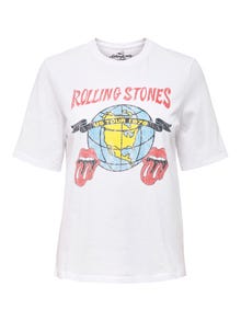 ONLY Rolling Stones-printet T-skjorte -Bright White - 15260767