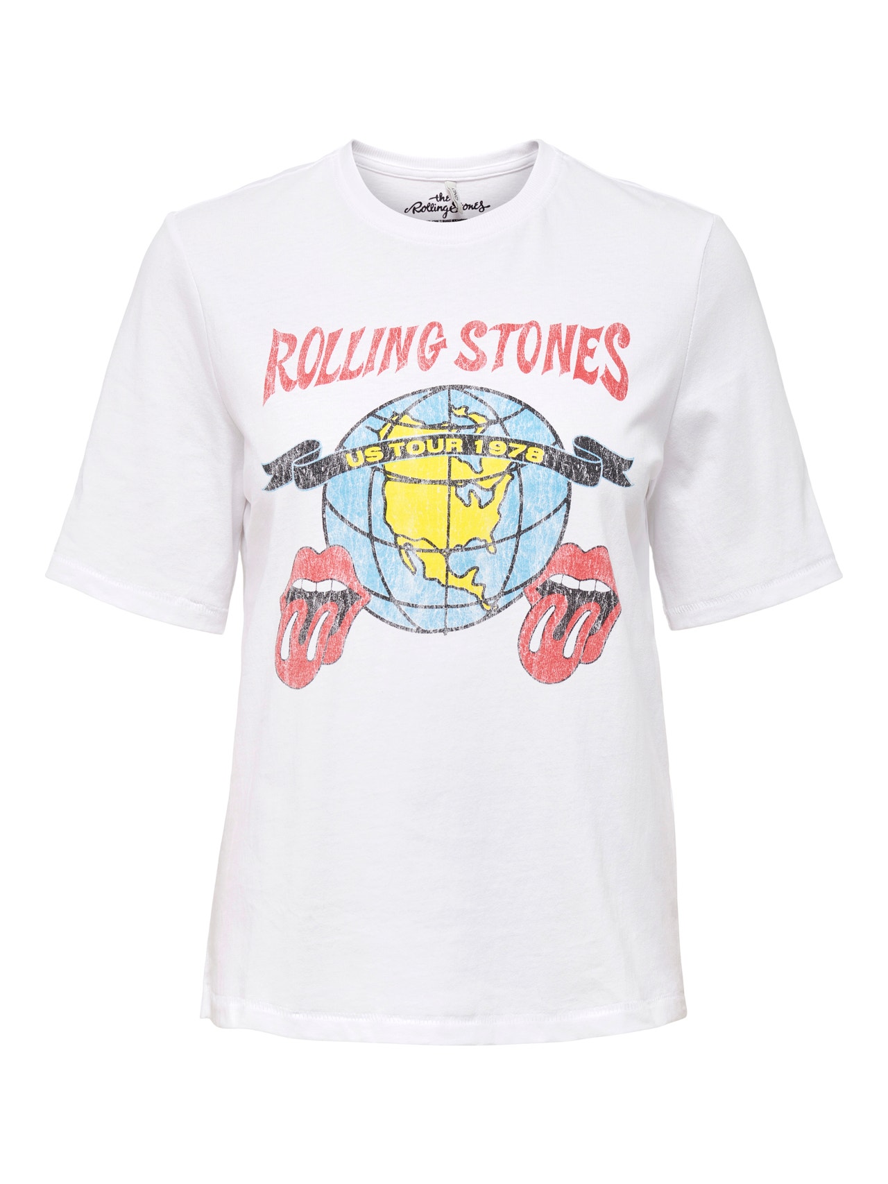 ONLY Rolling Stones-prydd T-shirt -Bright White - 15260767