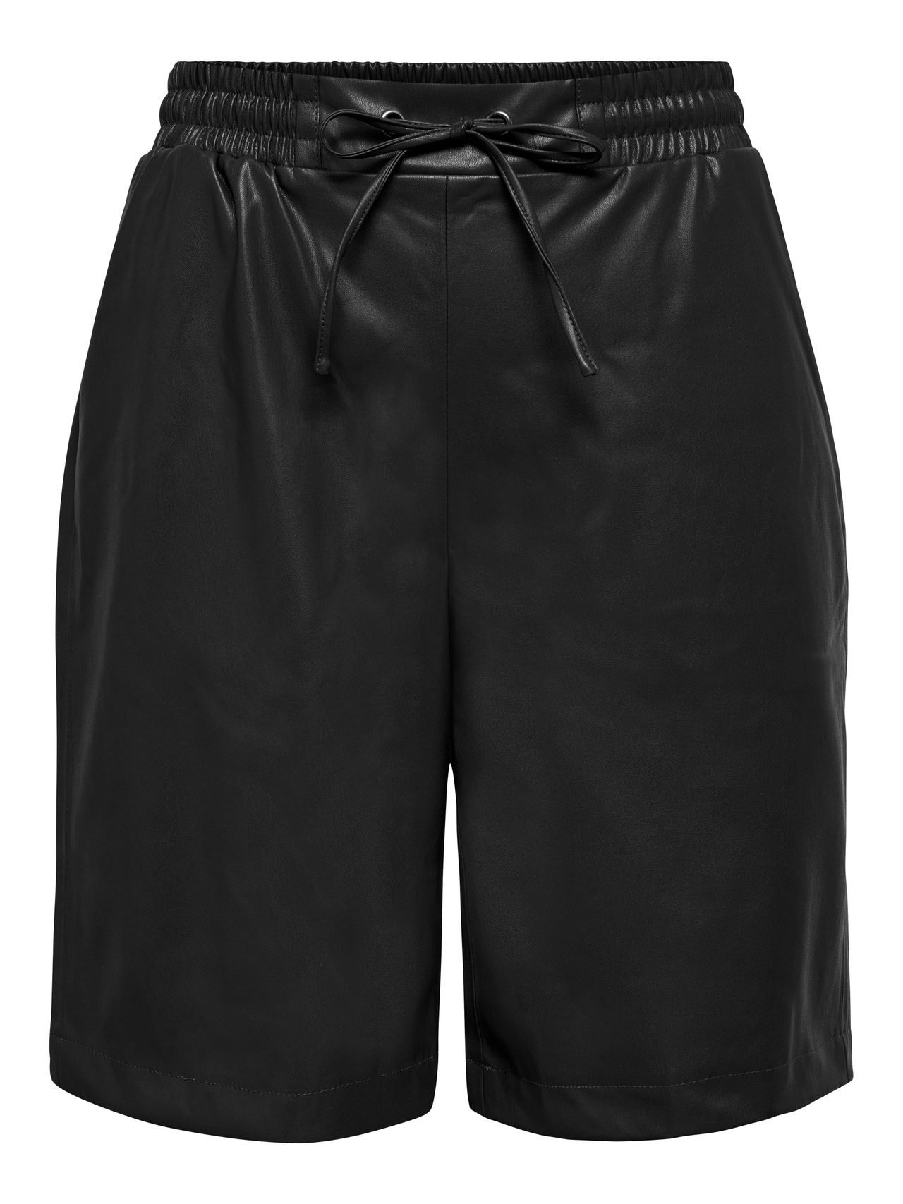 ONLY Lange imiteret læder shorts -Black - 15260836