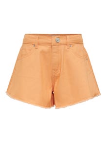 ONLY KOGChiara - À effet vagues et bords bruts Shorts en jean -Orange Chiffon - 15260859