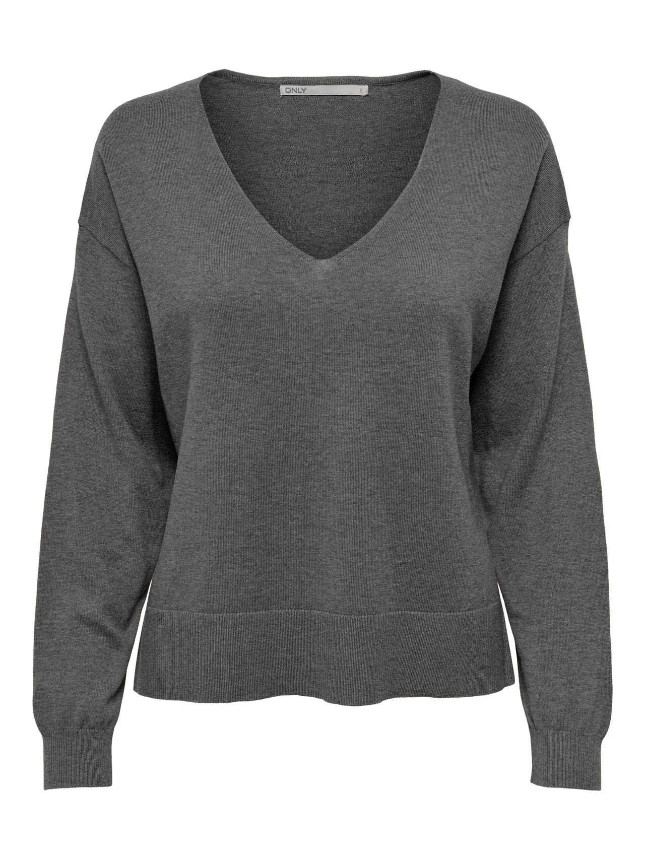 ONLY Slit detailed Knitted Pullover -Medium Grey Melange - 15261071