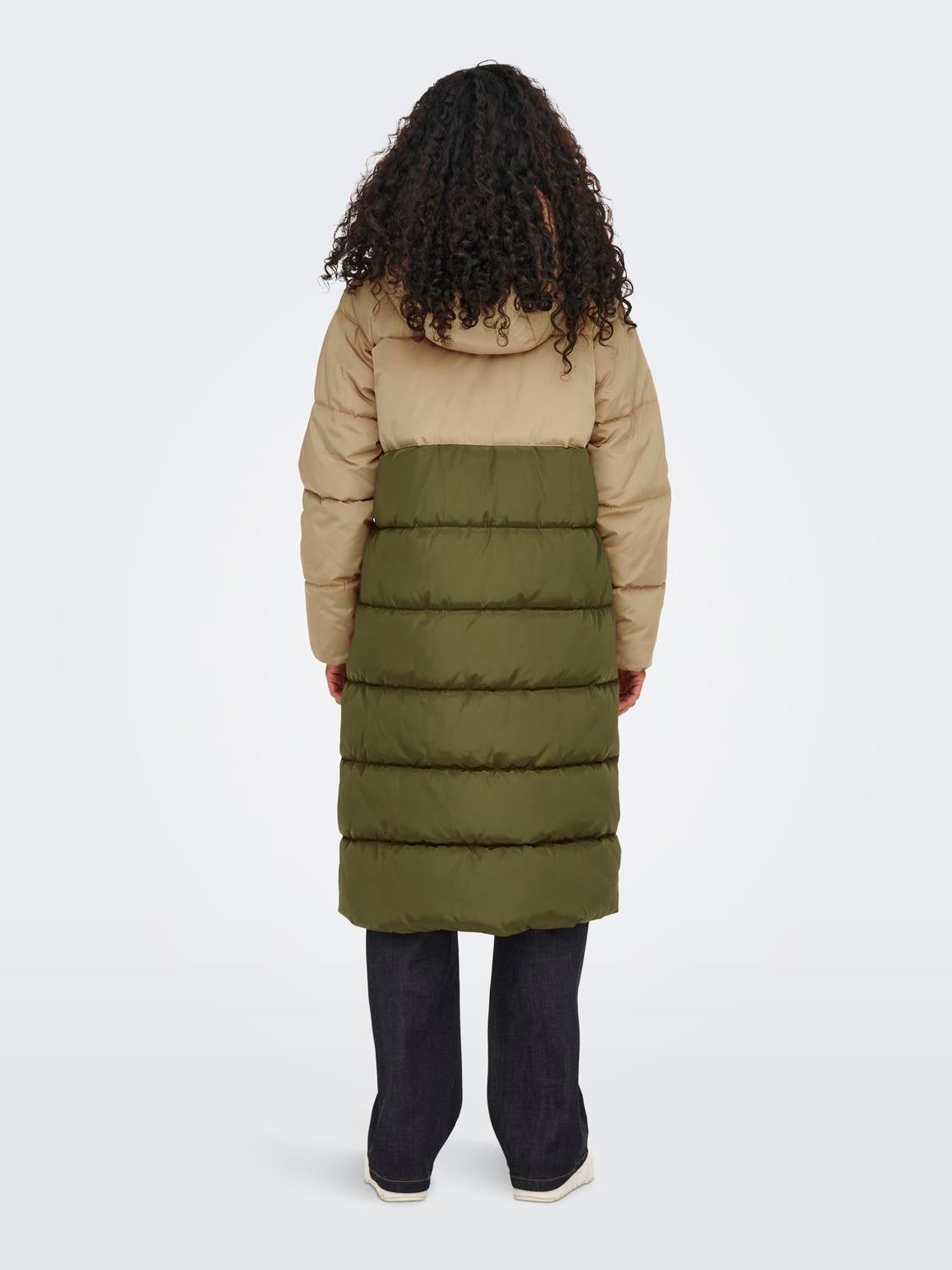 brown long puffer jacket