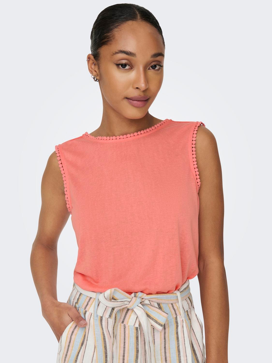 ONLY Regular Fit Round Neck Top -Coral Haze - 15261216