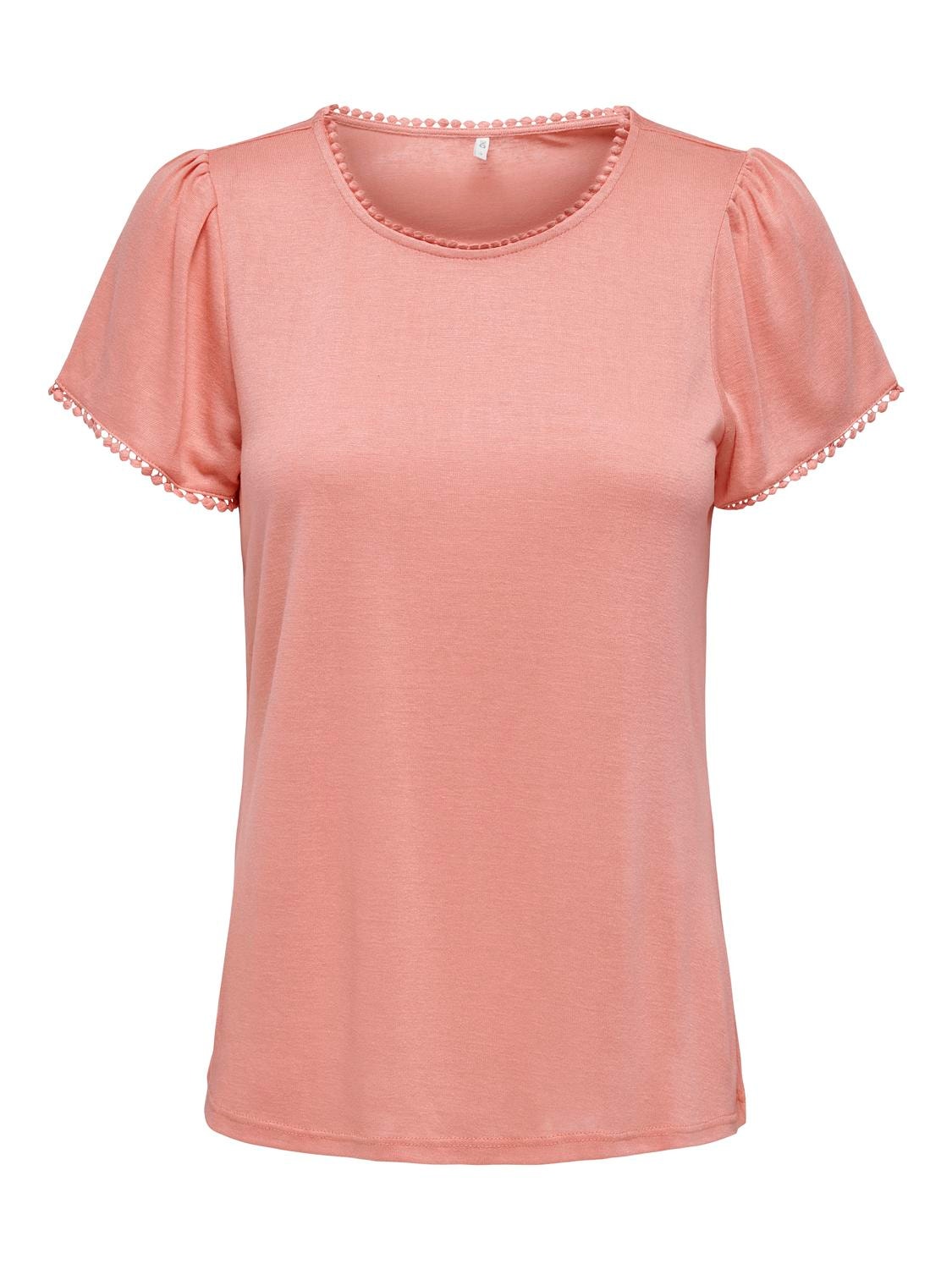 ONLY Detaljert T-skjorte -Coral Haze - 15261217