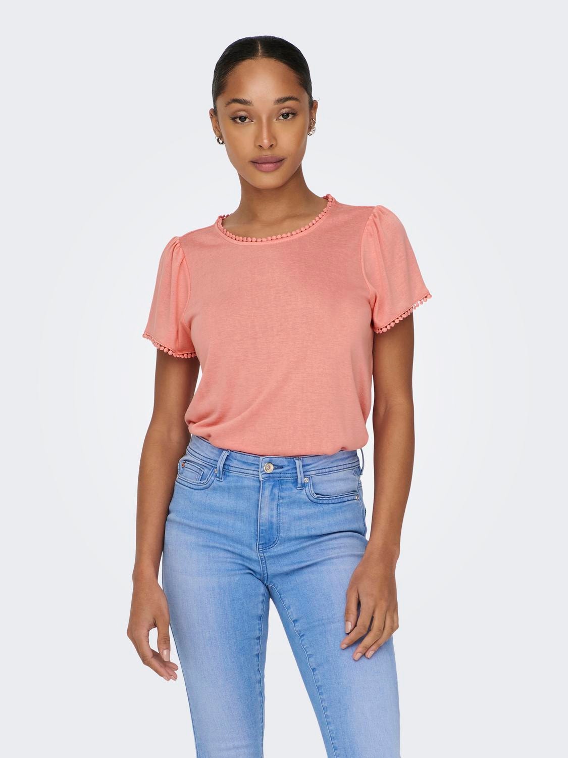 ONLY Detailreiches T-Shirt -Coral Haze - 15261217