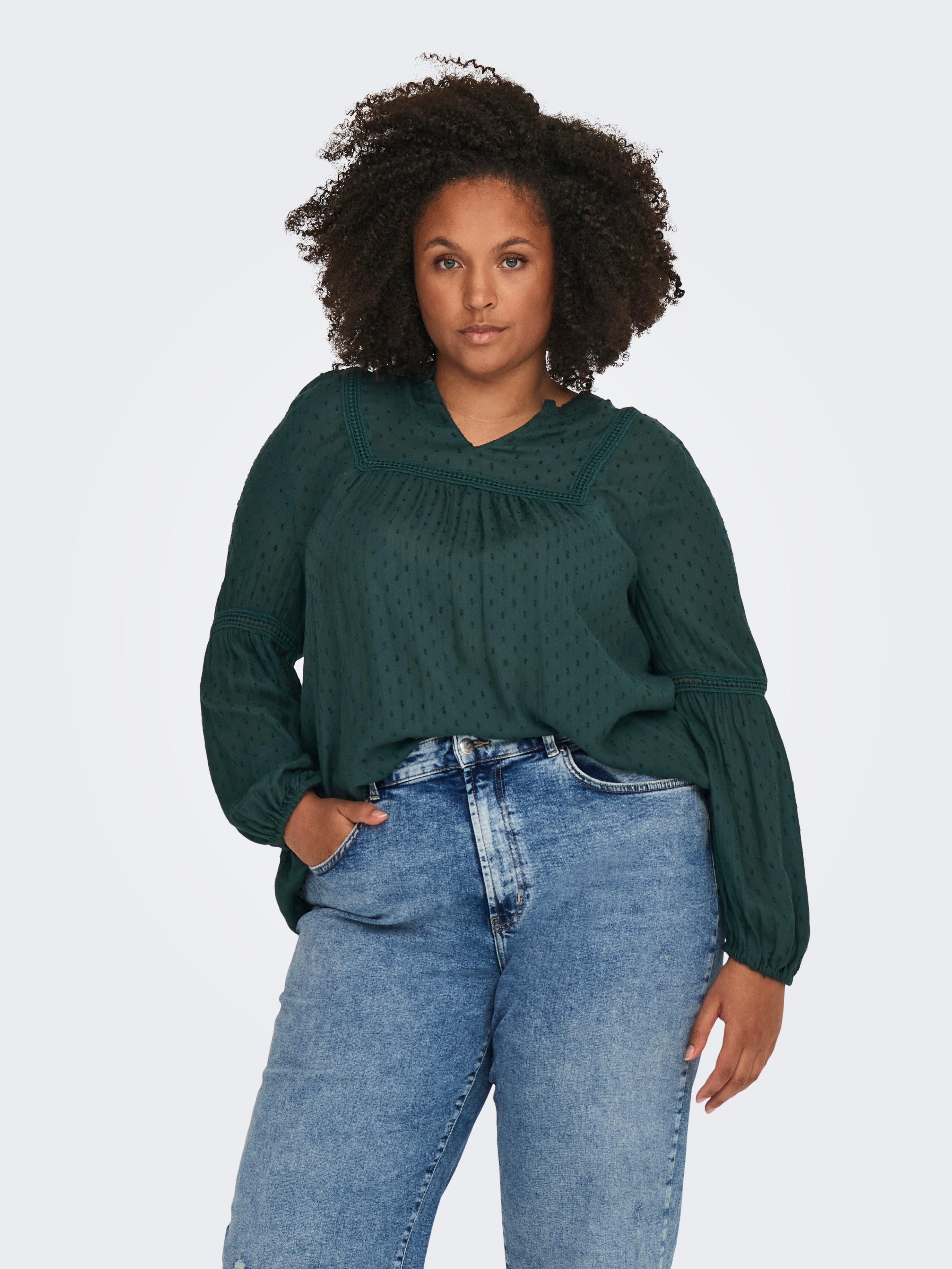 Curvy col en V Blouse Vert fonc ONLY