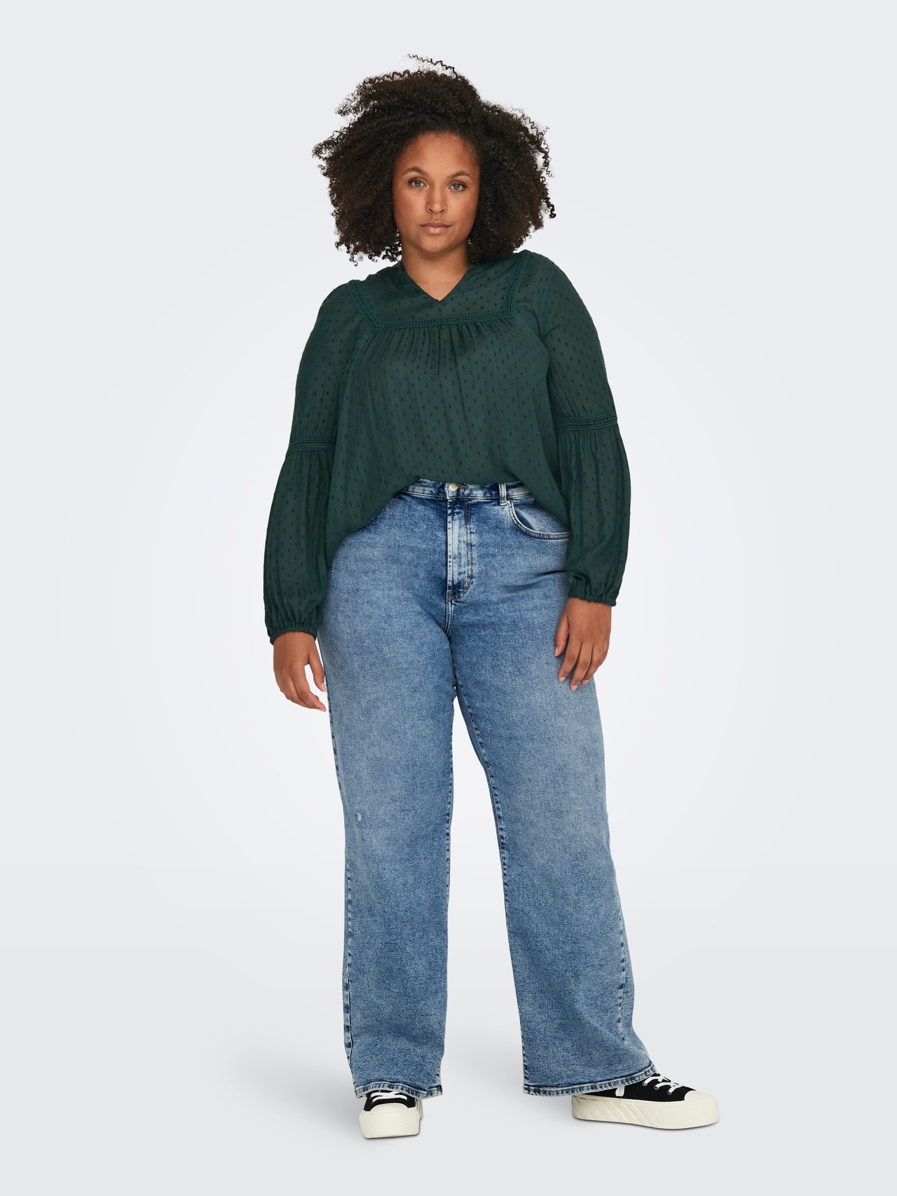 ONLY Regular Fit V-Neck Balloon sleeves Top -GreenGables - 15261421