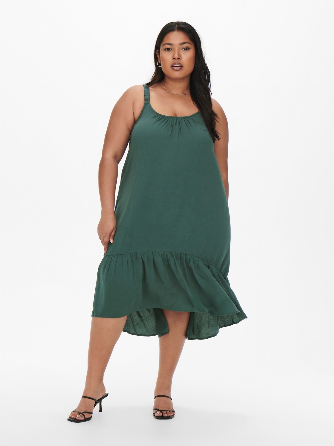 ONLY Curvy midi u-hals kjole -Balsam Green - 15261515