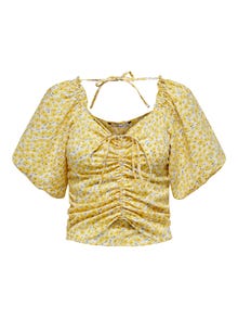 ONLY 2/4 sleeved ruching Top -Cream Gold - 15261693